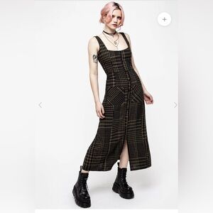 Disturbia Dropout Plaid Sleeveless Button Down Midi / Maxi Dress